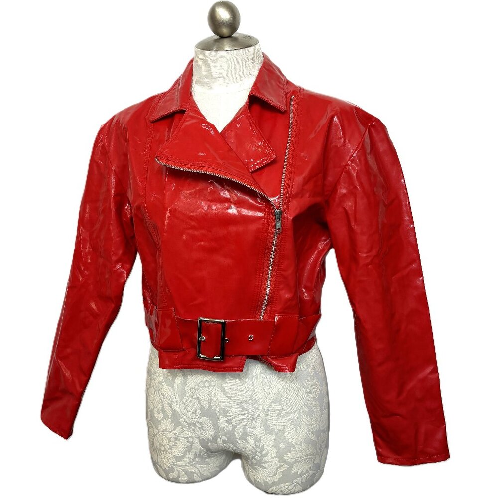 Ecstasy 80’s style Faux Red Leather Retro Jacket Costume NWOT